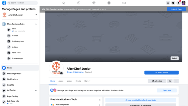 Manage pages and profiles AfterChef Junior