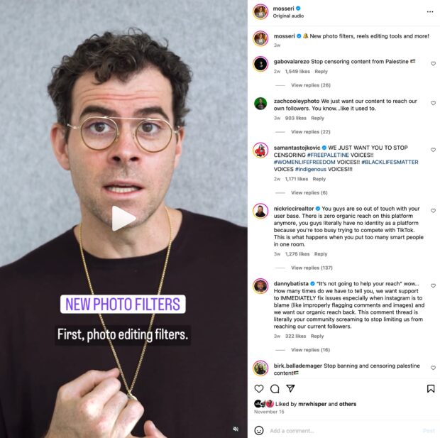 Adam Mosseri new photo editing filters on Instagram