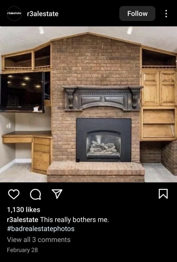 example of a poorly edited real estate photo on Instagram