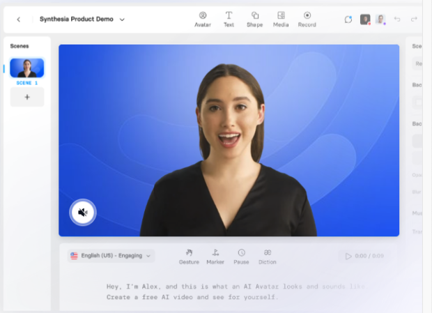 Synthesia's AI avatars allow you to create videos quickly