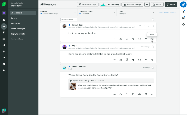 Sprout Social all messages