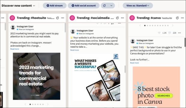 Hootsuite Streams hashtag tracking