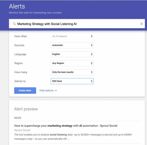Google Alerts Marketing Strategy with Social Listening AI