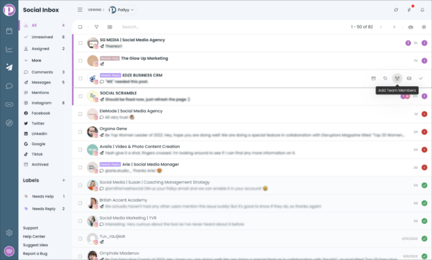 Pallyy social inbox dashboard