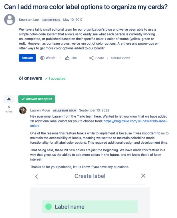 Trello community message board