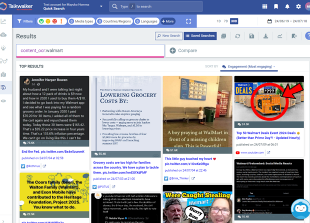 Image search in the Talkwalker dashboard