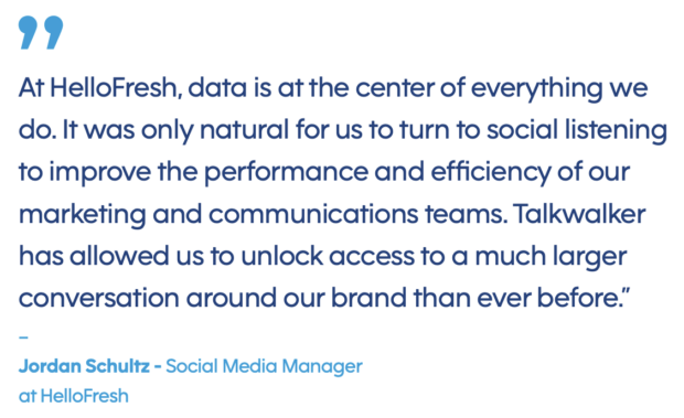 HelloFresh testimonial for Talkwalker social listening
