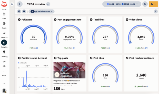 Hootsuite Analytics TikTok overview