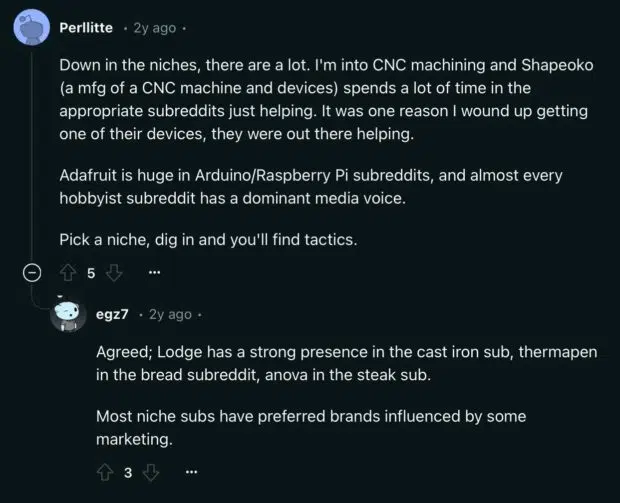 comment in marketing subreddit CNC machining