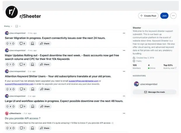 Sheeter SEO personal reddit account