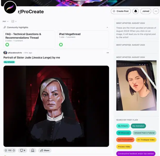 Procreate subreddit iPad art