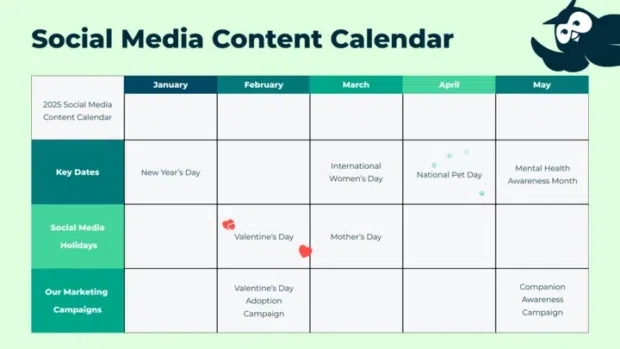 preview of hootsuite's free social media calendar