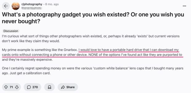 photography gadget Reddit discussion
