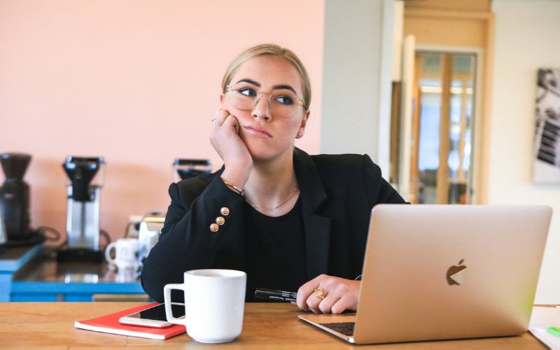 Woman using MacBook