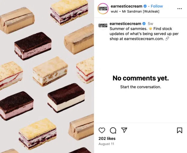 Earnest Ice Cream summer of sammies