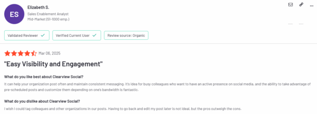 4.5 star review Clearview Social easy visibility and engagement