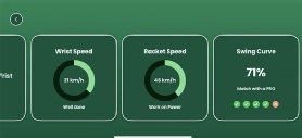 SportAI app data showing Wrist Speed, Racket Speed and Swing Curve